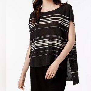 EILEEN FISHER linen-blend bateau neck poncho top, XL.